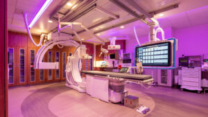 Clinical Neurosciences Center C-Arm with pink lights